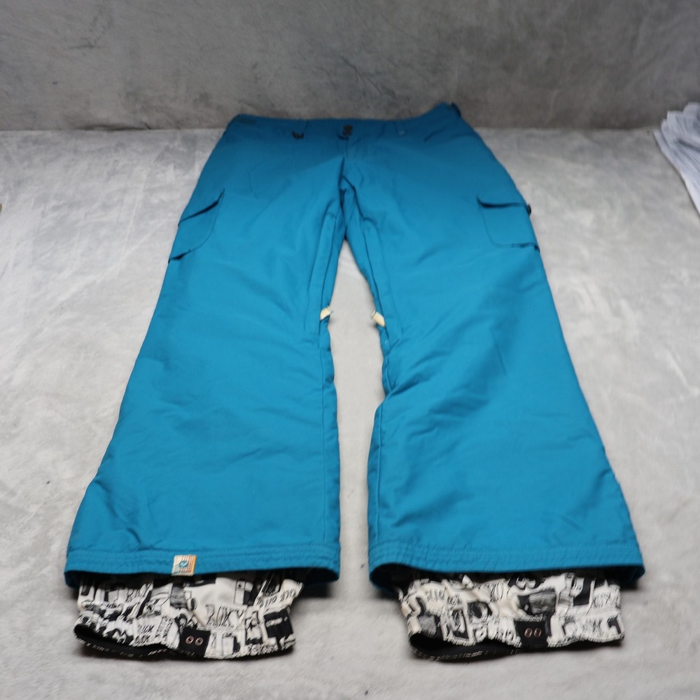 Roxy Snow Pants Women Large Blue Cargo Ski Winter Outdoor Performance Chic 33x32